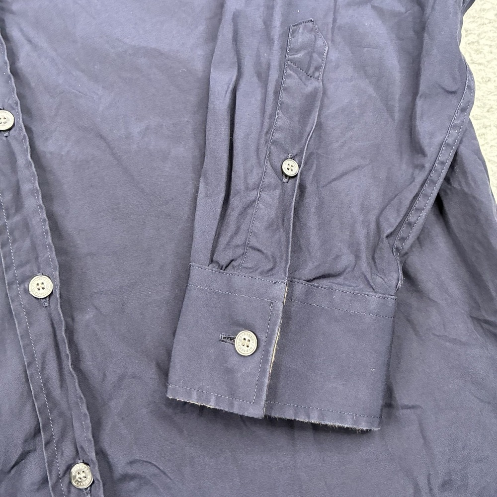 Burberry Brit Shirt Men's M Navy Blue Nova Check Flip Cuff Long Sleeve Button Up - Picture 3 of 15